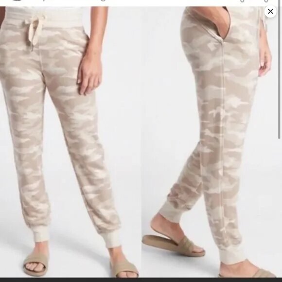 NWT Athleta Balance Printed Joggers Camo Lux Oatmeal Heather Women's 3X